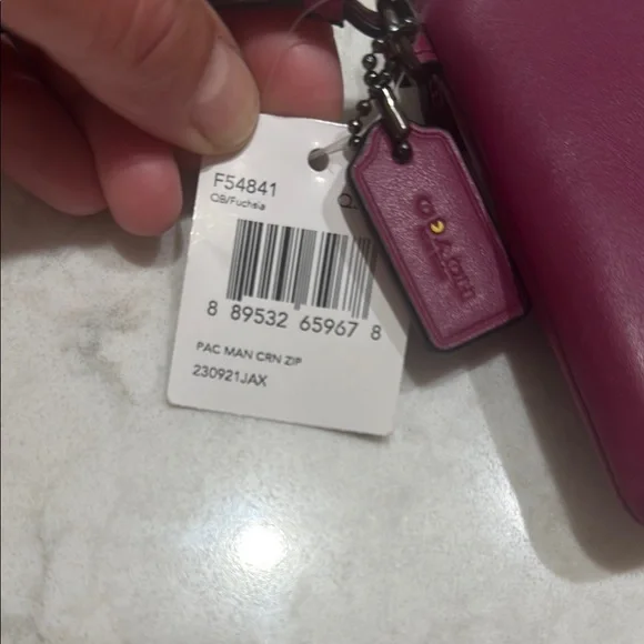 Coach Burgundy Wristlet with Pink Pac Man - Picture 7 of 7